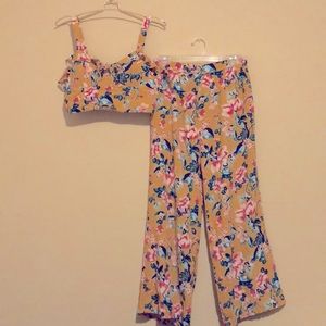 Floral Summer Corset Crop Top & Pant Set